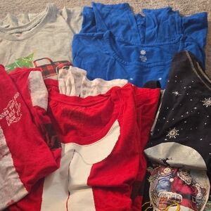 Assorted Holiday Graphic Tees - Red, Blue, Black, Gray